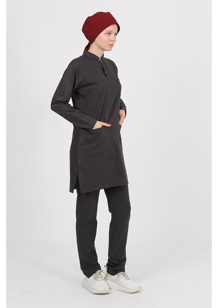 Jasmine Hakim Yaka Füme Tesettür Uniforma (Likralı) L - Takım fiyatları