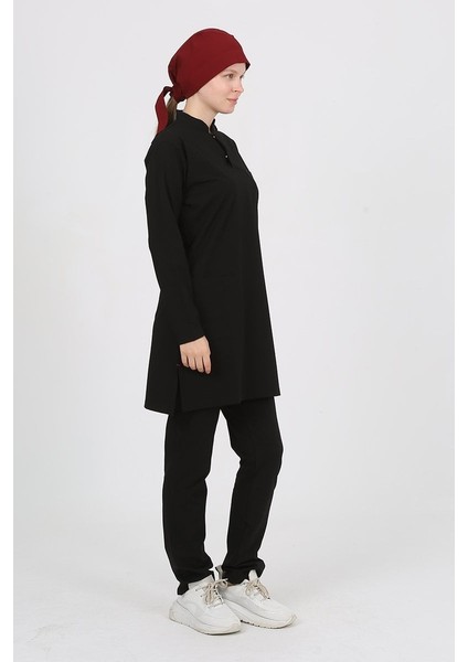 Jasmine Hakim Yaka Siyah Tesettür Uniforma (Likralı) L - Takım modelleri