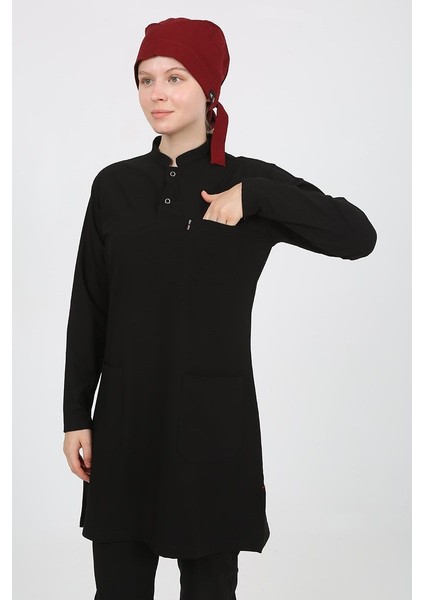 Jasmine Hakim Yaka Siyah Tesettür Uniforma (Likralı) L - Takım indirimleri