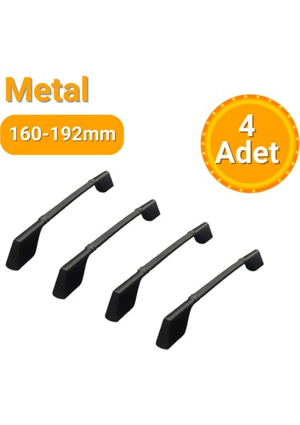 4 Adet Çizgili Saroz Siyah Metal Mobilya Kulpu 160MM - 192MM