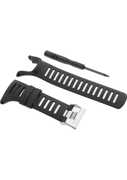 Suunto Ambit3 / 2/1 Gümüş Siyah Için Gümüş Çelik Tang Toka Kauçuk Silikon Bant Askı (Yurt Dışından)
