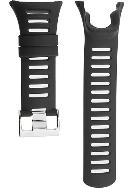 Suunto Ambit3 / 2/1 Gümüş Siyah Için Gümüş Çelik Tang Toka Kauçuk Silikon Bant Askı (Yurt Dışından) modelleri