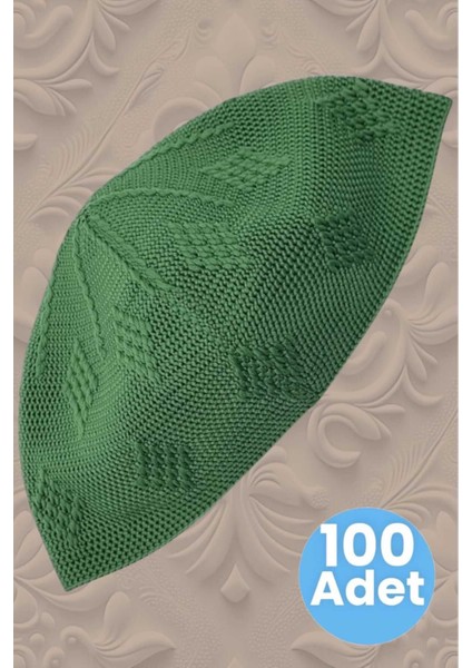 100'LÜ Dokuma Örgü Desenli Takke Kaliteli Namaz Takkesi