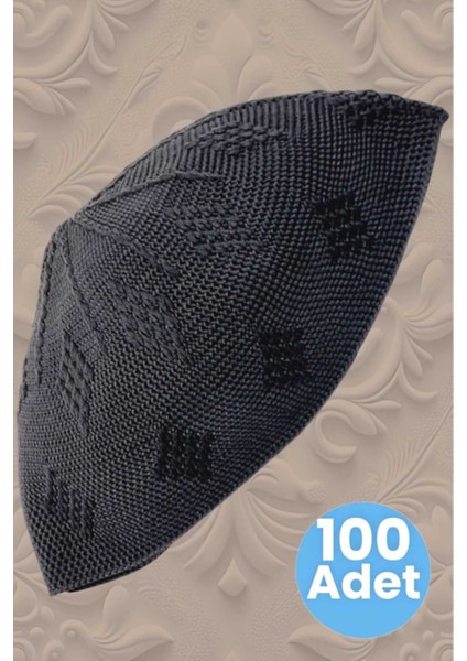 100'LÜ Dokuma Örgü Desenli Takke Kaliteli Namaz Takkesi