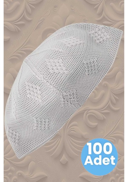 100'LÜ Dokuma Örgü Desenli Takke Kaliteli Namaz Takkesi