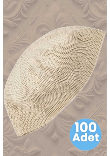 100'LÜ Dokuma Örgü Desenli Takke Kaliteli Namaz Takkesi