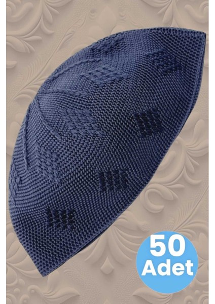 50'li Dokuma Örgü Desenli Takke Kaliteli Namaz Takkesi