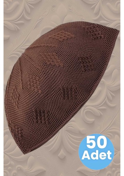 50'li Dokuma Örgü Desenli Takke Kaliteli Namaz Takkesi
