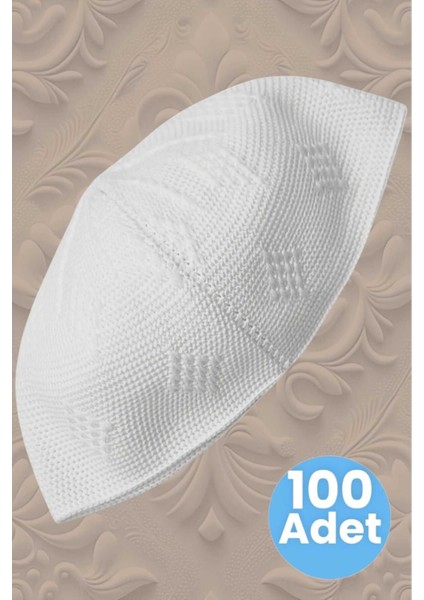 100'LÜ Dokuma Örgü Desenli Takke Kaliteli Namaz Takkesi