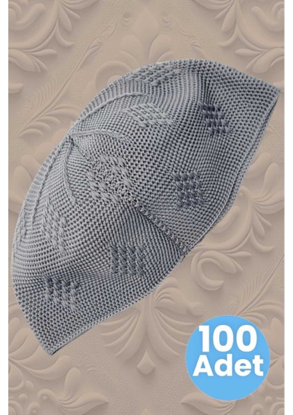 100'LÜ Dokuma Örgü Desenli Takke Kaliteli Namaz Takkesi
