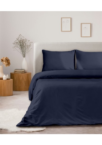 Organik Pamuk Akfil Nevresim Seti Çift Kişilik 200 x 220 cm Lacivert
