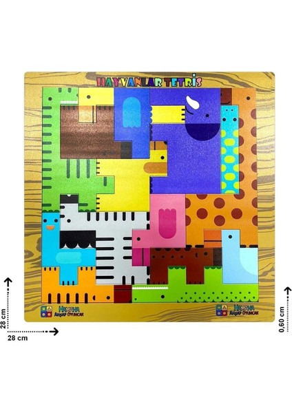 Eğitici Ahşap Oyuncak Hayvanlar Animals Puzzle Yapboz Bultak Tetris