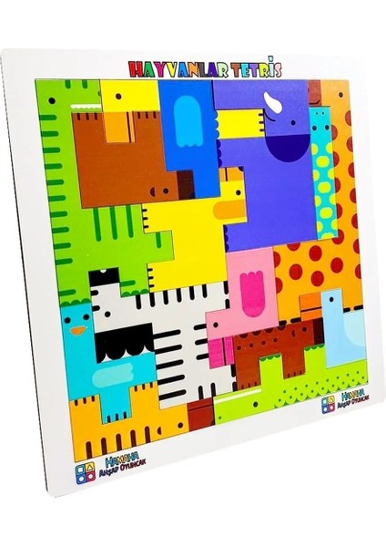 Eğitici Ahşap Oyuncak Hayvanlar Animals Puzzle Yapboz Bultak Tetris