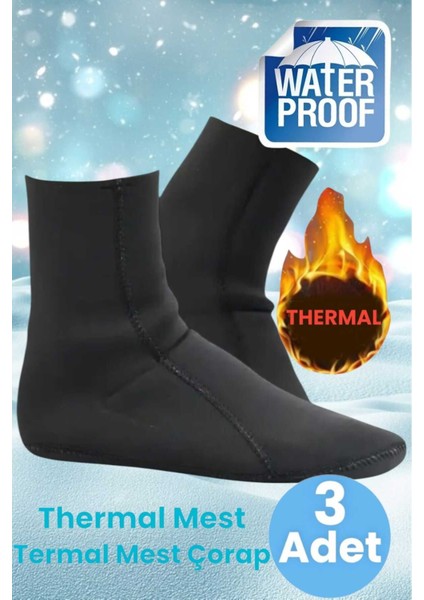 3'lü Unisex Su ve Rüzgar Geçirmez Soğuğa Dayanıklı Termal Mest Termal Çorap