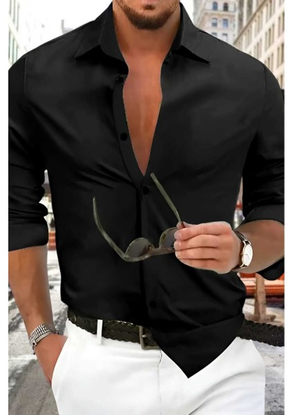 Slim Fit Kravatlık Uzun Kol Kolay Ütü Nefes Alan Dört Mevsim Slim Fit Erkek Gömlek 2'li Set modelleri