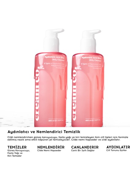 Hyalüronik Asit Yüz Temizleme Jeli | 400 ml | Nemlendirci | Niasinamid Pga | Tüm Cilt Tipleri