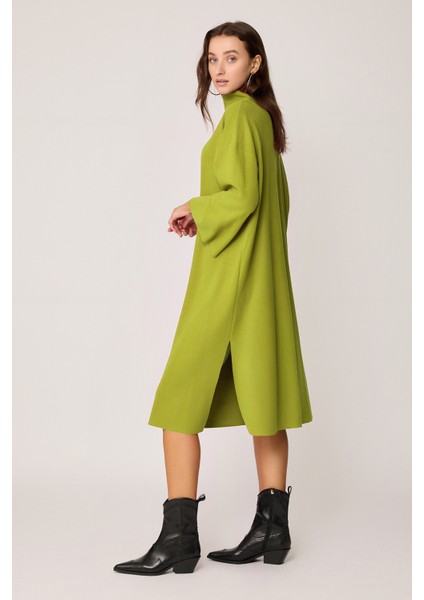 Yanları Yırtmaçlı Boğazlı Örme Elbise fiyatları