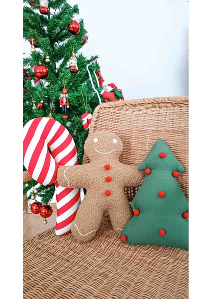 Yılbaşı / Noel Dekoratif Çam -Baston Şeker - Kurabiye Adam 3'lü Set Kırlent / Yılbaşı Süsü fiyatları