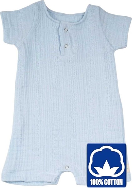 Bebek 4 Kat Müslin Kumaş %100 Organik Pamuklu Yarım Kollu Tulum