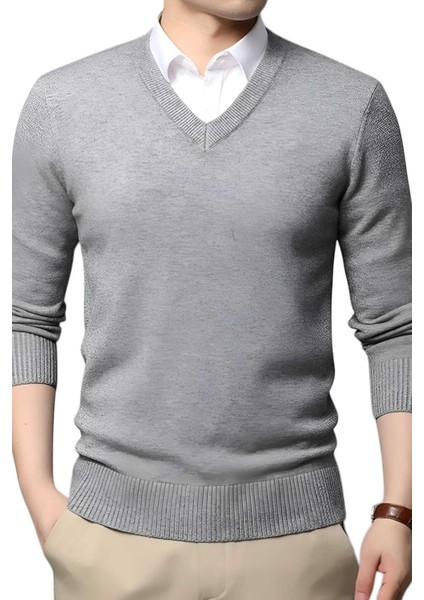 3'lü Erkek V Yaka Uzun Kol Triko Tüylenmez Süveter Erkek Slim Fit Süveter fiyatları