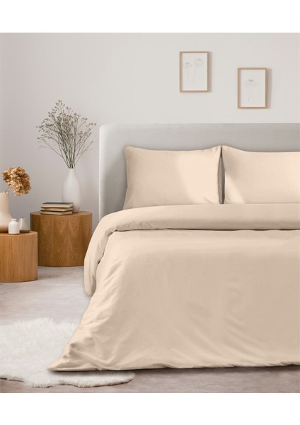 Organik Pamuk Akfil Nevresim Seti Çift Kişilik 200 x 220 cm Pudra