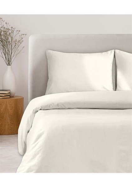 Organik Pamuk Akfil Nevresim Seti Çift Kişilik 200 x 220 cm Kırık Beyaz fiyatları