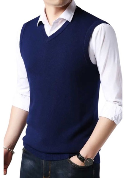 3'lü Erkek V Yaka Triko Tüylenmez Süveter Erkek Slim Fit Süveter modelleri