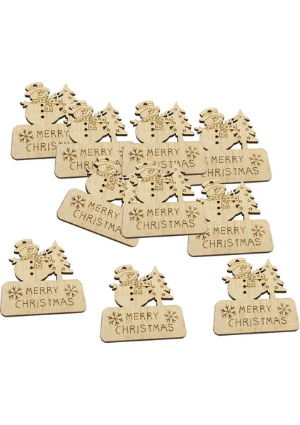 10 x Şap Boyanmamış Ahşap Kesikler Halatlı Noel I (Yurt Dışından)