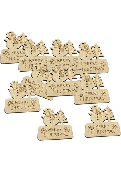 10 x Şap Boyanmamış Ahşap Kesikler Halatlı Noel I (Yurt Dışından)