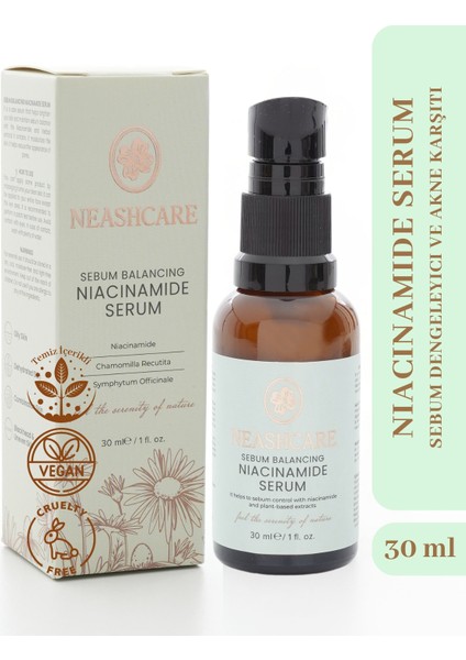 Sebum Dengeleyici ve Akne Karşıtı Gözenek Sıkılaştırcı Niacinamide Serum 30 ml