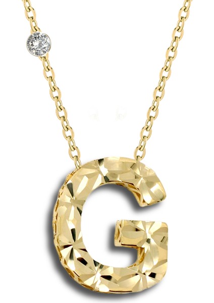 Pırlanta 14 Ayar Altın Kalemli G Harfi Kolye modelleri