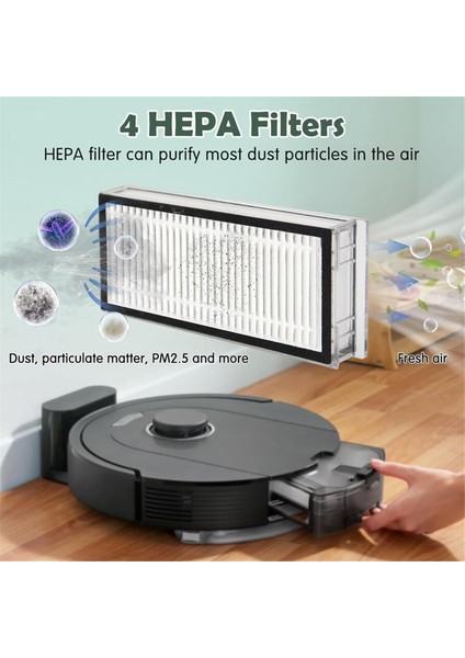 Roborock Q5 Pro / Q5 Pro+ / Q8 Max / Q8 Max+ Robot Vakum Ana Yan Fırça Hepa Filtre Mop Bez Torbaları Parçalar (Yurt Dışından)