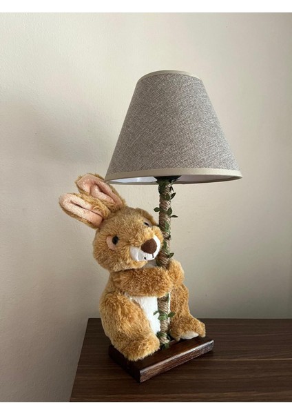 Peluş Oyuncaklı Halat Abajur (Bebek&çocuk Odası) (Tavşan) Kahverengi-Gri modelleri