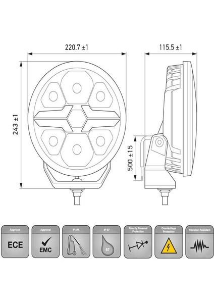 Off-Road Valuefit Blade LED Uzun Far Siyah 17W 9" Beyaz-Amber Isik 1FJ357199-061 fırsatları