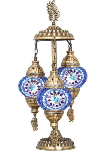 Mozaik Mini Masaüstü 3''lü Otantik Lamba Dekor Cafe Mağaza Aydınlatma Gece Lambası