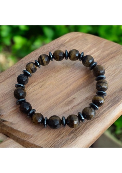 Kaplan Gözü Bileklik Faset Kesim Bileklik 10 mm Doğal Taş Bileklik Doğal Taş Bileklik Kaplan Gözü Taşı indirimleri