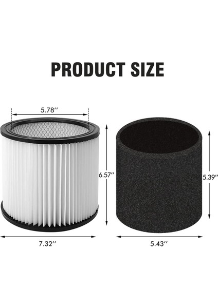 90304 90350 5 Galon ve Büyük Islak ve Kuru Elektrikli Süpürge Aksesuarları Için 2x Yedek Hepa Filtre (Yurt Dışından)