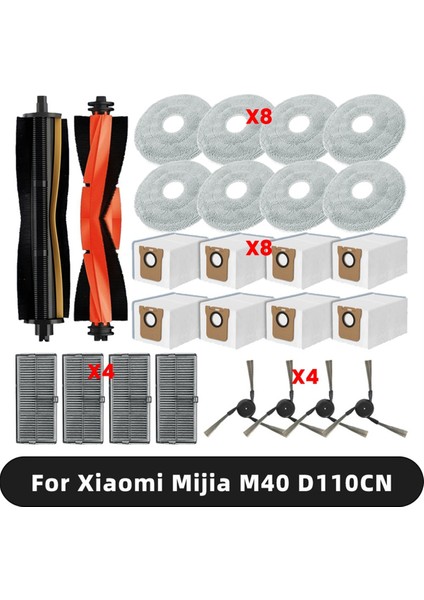 Omni M40 D110CN Vakum Aksesuarları Için 26 Adet Yedek Ana Yan Fırça Hepa Filtre Paspas Bezi Toz Torbası (Yurt Dışından)