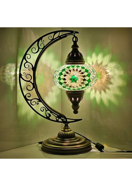 Mozaik Masaüstü Lamba Ay Model, Gece Lambası, Abajur