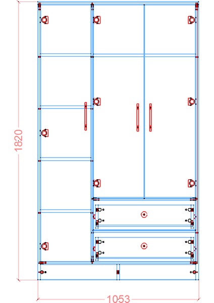 %100 Mdf 3 Kapak 2 Çekmece 7 Raflı Elbise Dolabı Meşe-Softbeyaz Kolay Kurulum Animasyonu