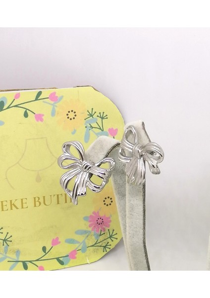 Çelik Fiyonk Küpe Gümüş Çivili