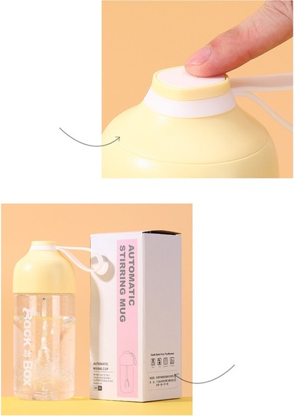 380ML Elektrikli Protein Çalkalayıcı Karıştırma Fincan Otomatik Kendini Karıştıran Su Şişesi Mikser Tek Tuşla Anahtarı Drinkware Sarı (Yurt Dışından)