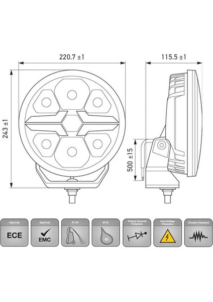 Off-Road Valuefit Blade LED Uzun Far Krom 17W 9" Beyaz Isik 1FJ357199-001