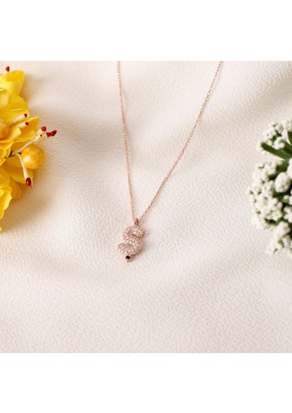 Zirkon Taşlı Rose Kaplama Ş Harfi 925 Ayar Gümüş fiyatları