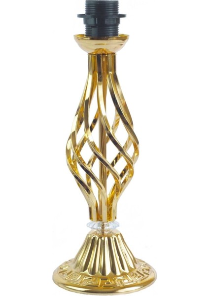 Kadife Kaplı El Yapımı Çiçek Klasik Model Abajur Ekru Gold
