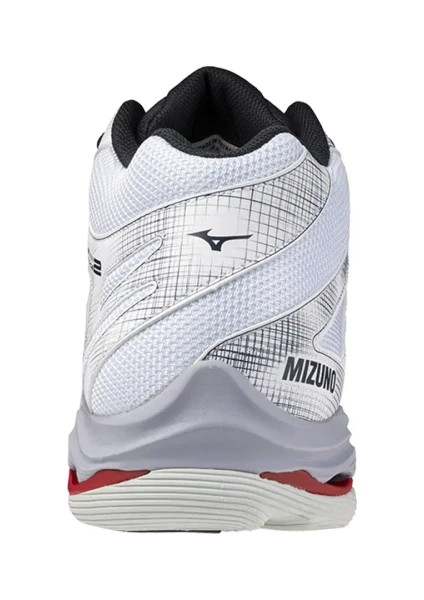 Wave Voltage 2 Mıd Voleybol Ayakkabısı Erkekler İçin Beyaz Kırmızı Nefes Alabilir Yapı fırsatları