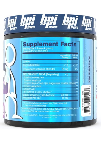 Bpı Sports Best Creatine - Creatine Monohydrate, Himalayan Salt - Strength, Pump, Endurance, Muscle Growth, Muscle Definition - No Bloat - 50 Servings