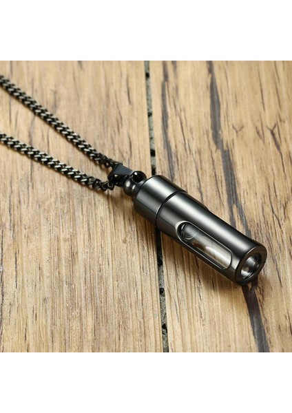 48MM Çelik Cam Açılabilir Vidalı Urn Kolye Saç Siyahı (Yurt Dışından)
