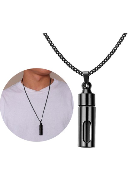 48MM Çelik Cam Açılabilir Vidalı Urn Kolye Saç Siyahı (Yurt Dışından)