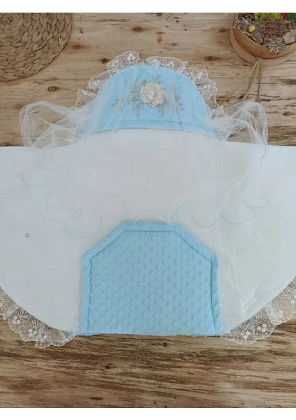 Yenidoğan Topçikli Gül Bahçesi Tül Örtülü Kız Erkek Bebek Klasik Kundak Bebek Battaniyesi Mavi fiyatları